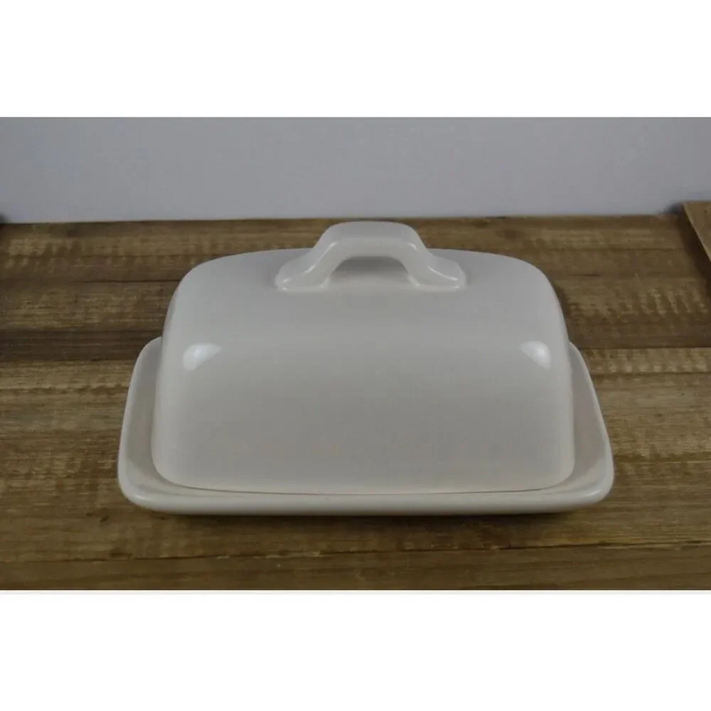 Rae Dunn SPREAD Covered Butter Dish,  Black Text, Artisan Collection by Magenta